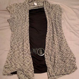 ** 2 for $25 ** Grey and Black Double Layered Shirt with Black Belt